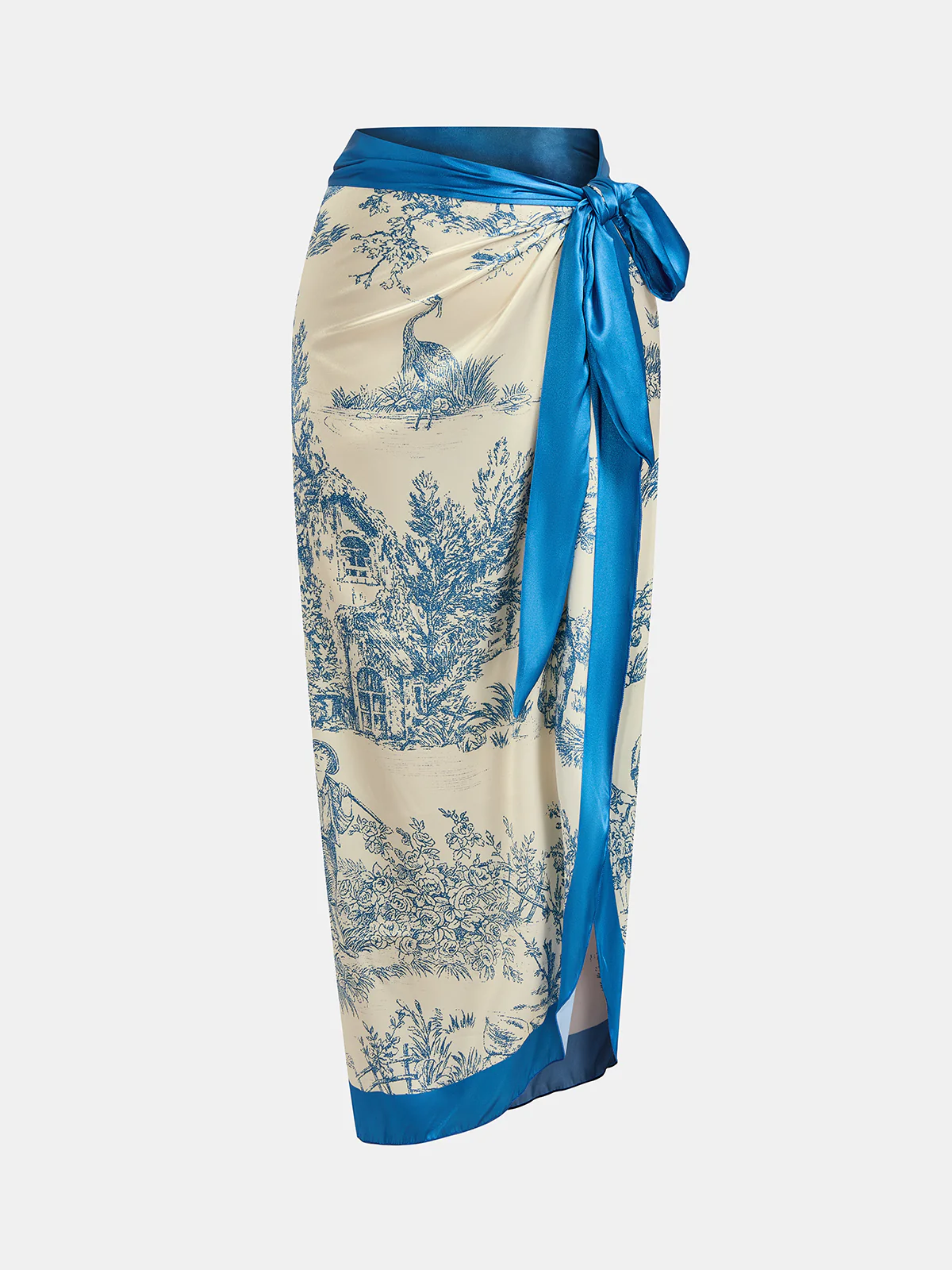 Toile Print One-Piece Swimsuit & Wrap Skirt Set - Image 5