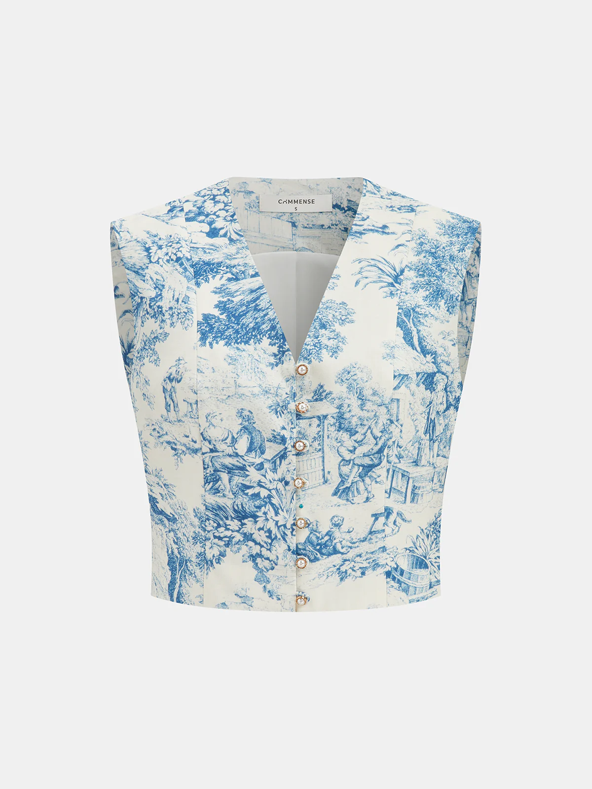 Toile Print Vest & Pleated Skirt Set - Image 3