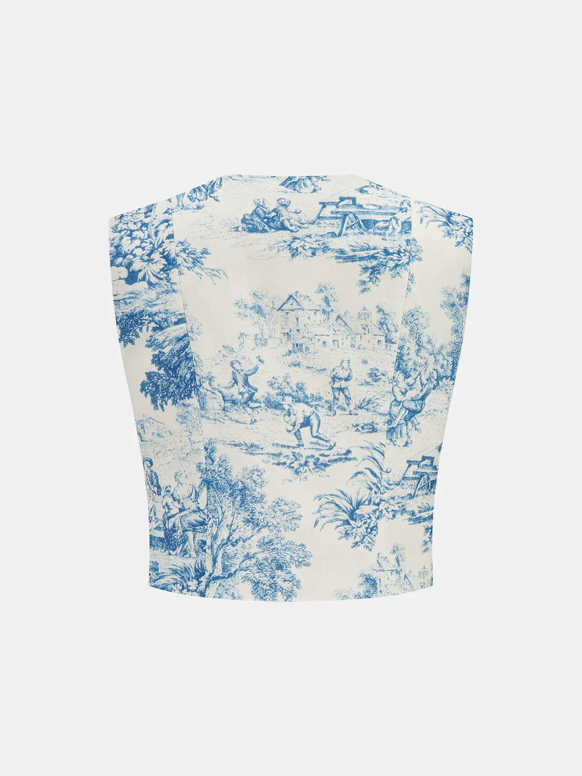 Toile Print Vest & Pleated Skirt Set - Image 4