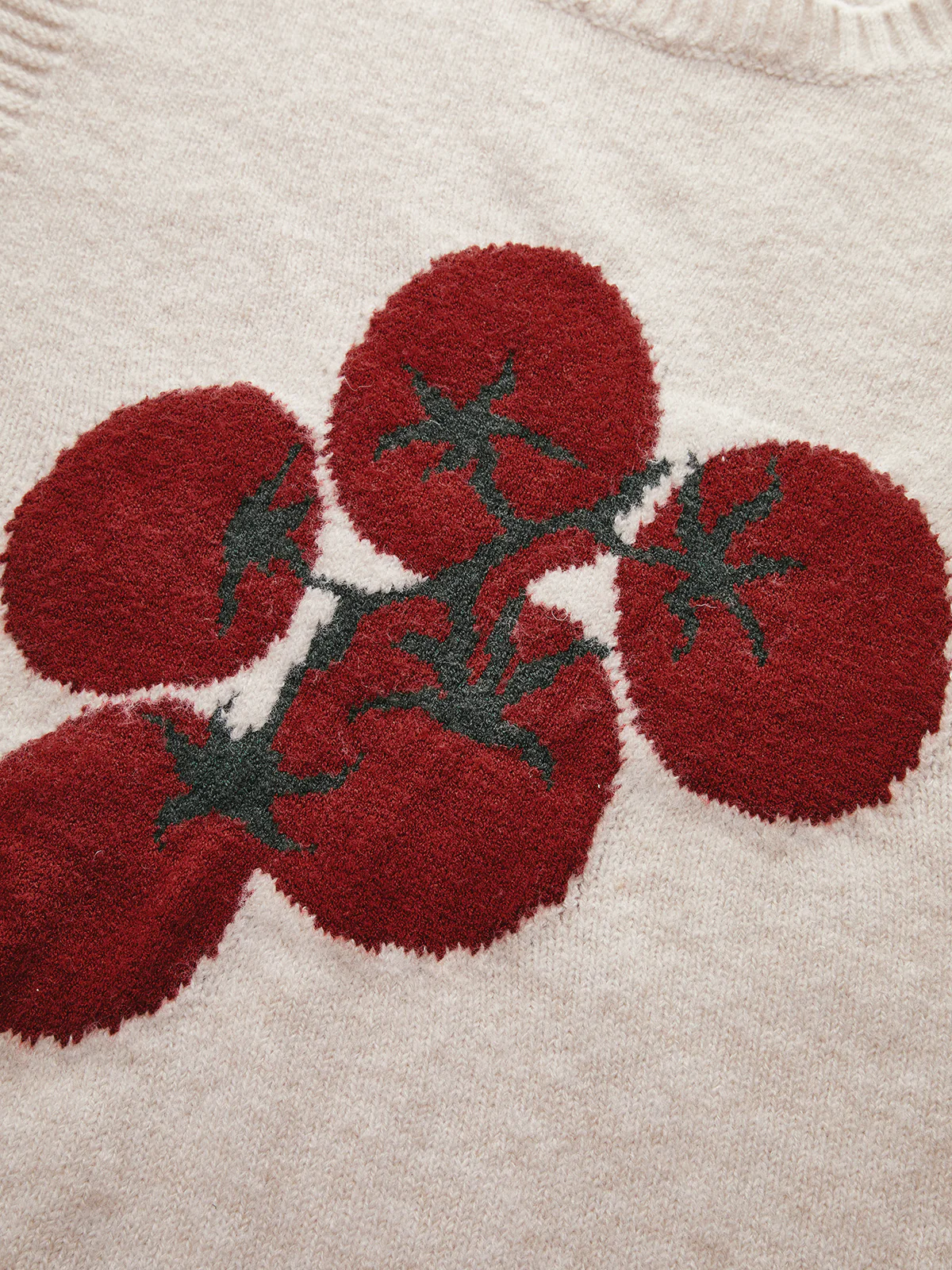 Tomato Patterned Wool Blend Knit Vest - Image 3