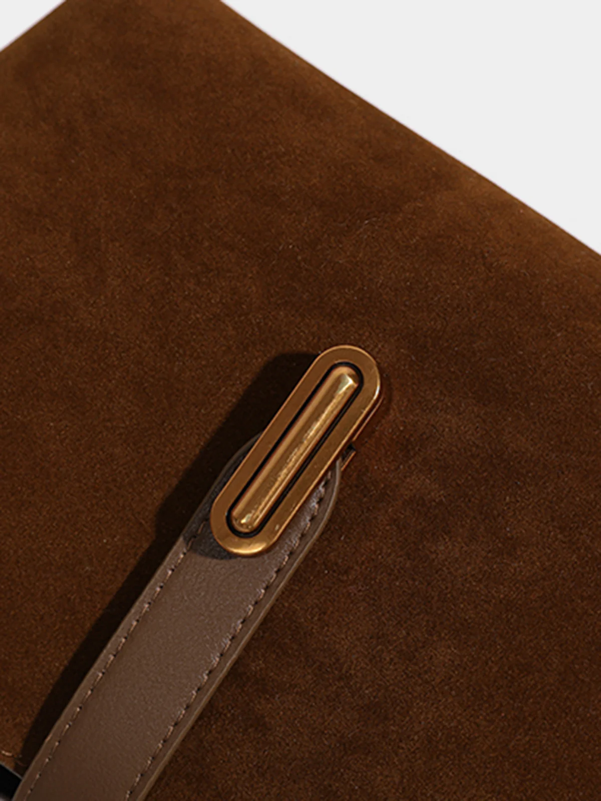 Top Handle Suede Compartment Bag - Image 5