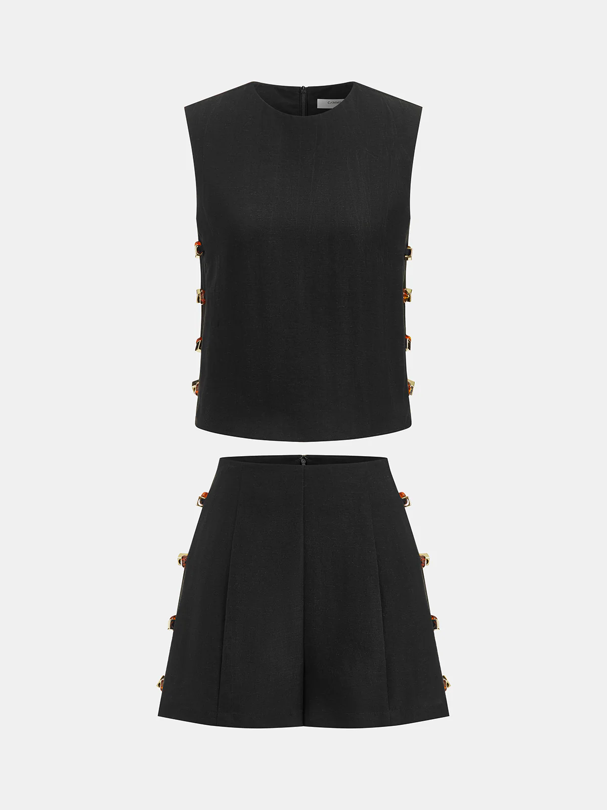 Tortoiseshell Detail Sleeveless Top & Shorts Set