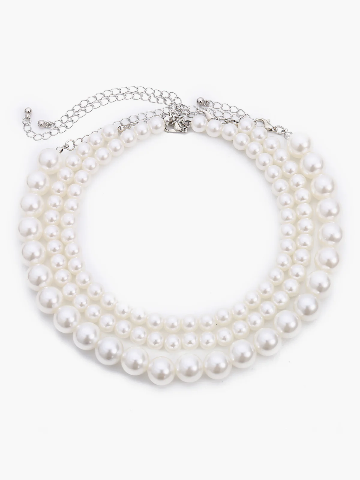 Treble Layers Pearl Necklace - Image 6