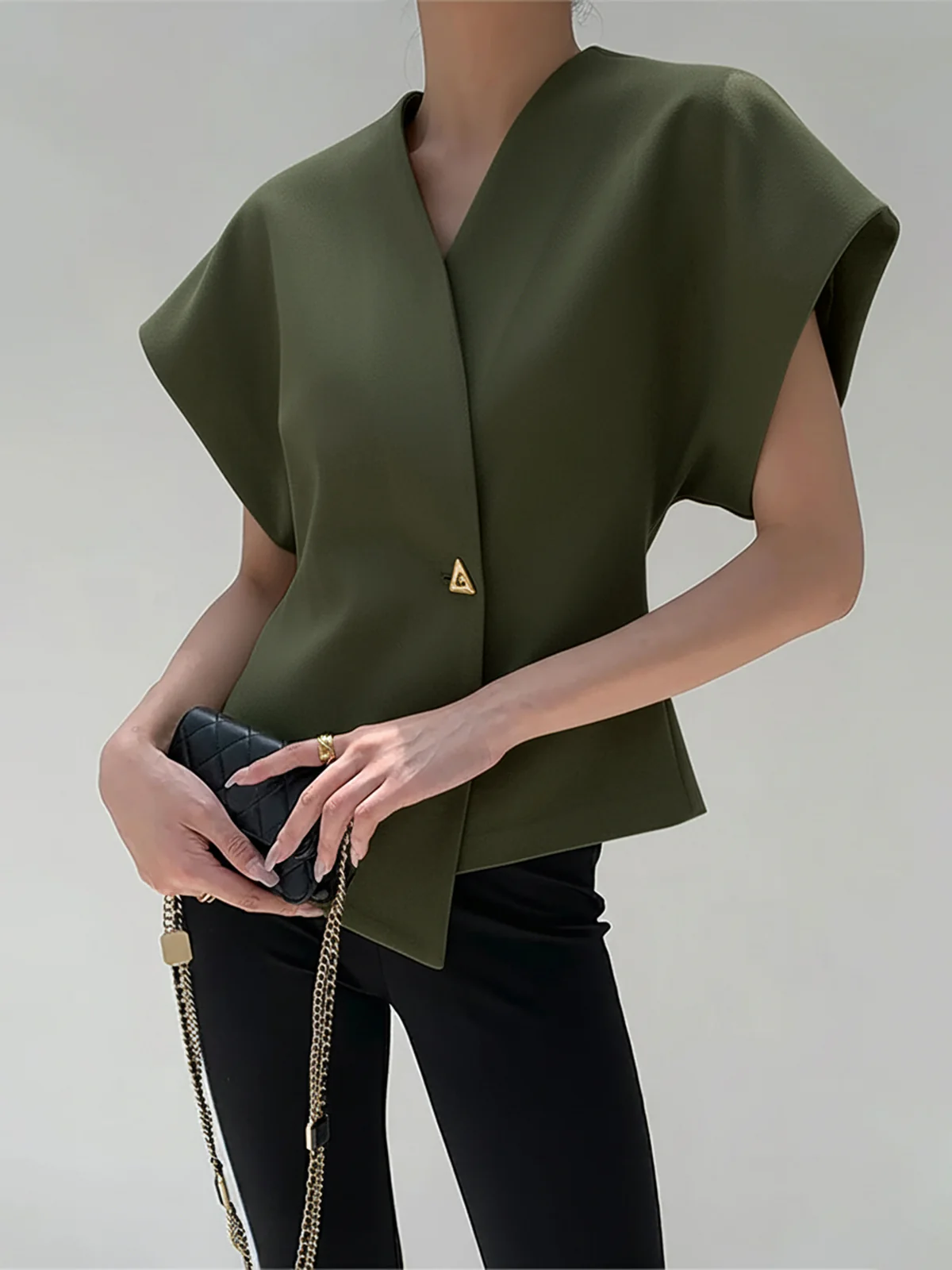 Trendy V-Neck Button Down Blouse - Image 18