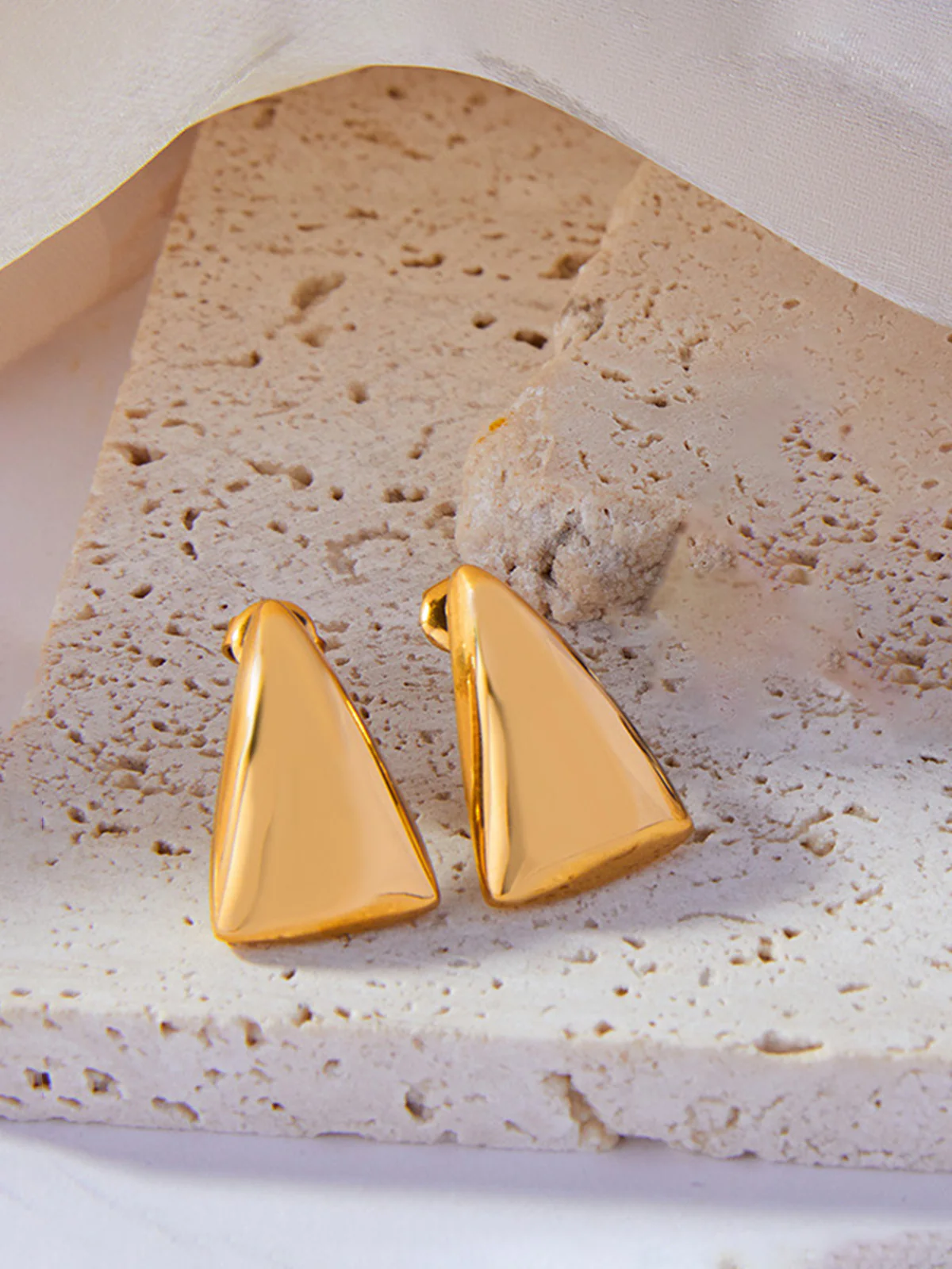 Triangle Stud Drop Earrings - Image 2