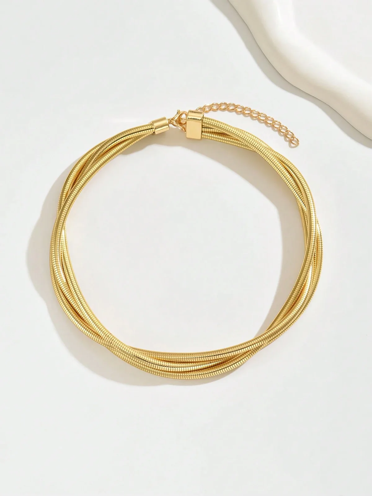 Triple-Layered Gold-Tone Choker Necklace - Image 2