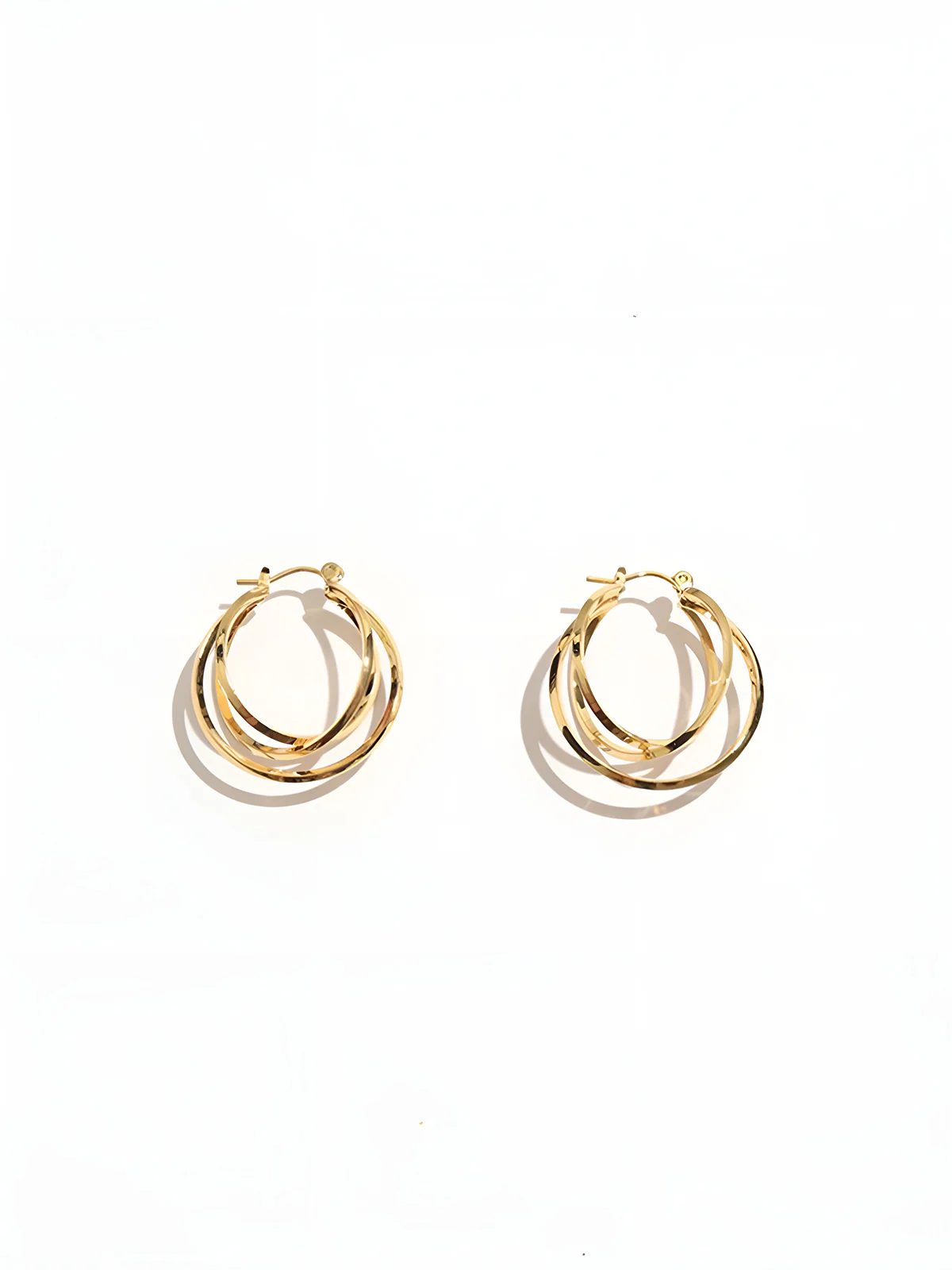 Triple Layered Golden Hoop Earrings - Image 2