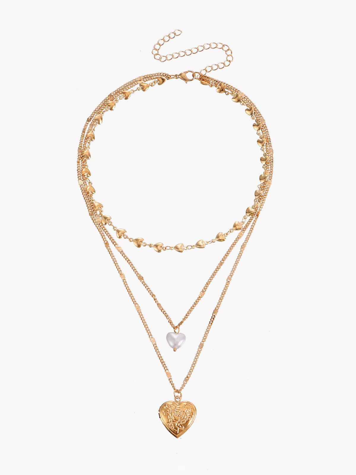 Triple Layered Heart Charm Necklace - Image 2