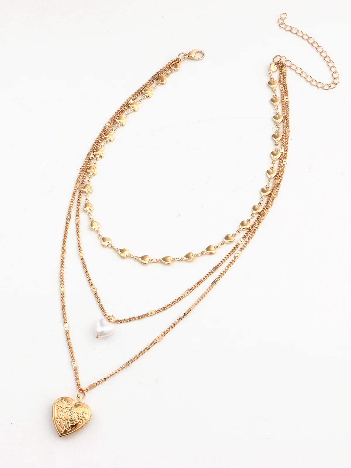 Triple Layered Heart Charm Necklace - Image 3