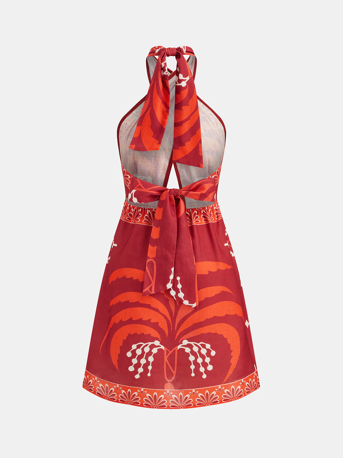 Tropical Print Halter Wrap Mini Dress - Image 4