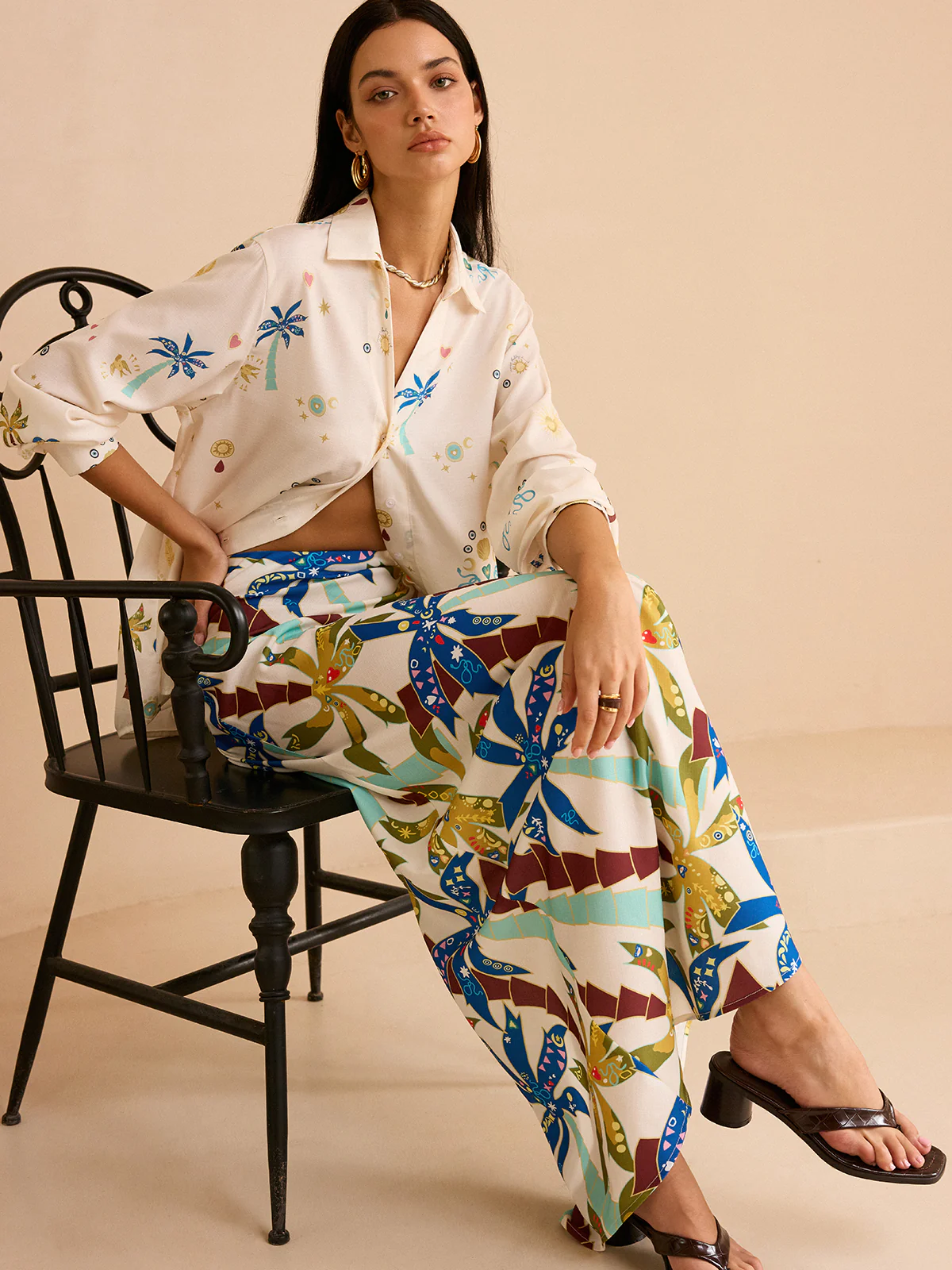 Tropical Print Maxi Skirt