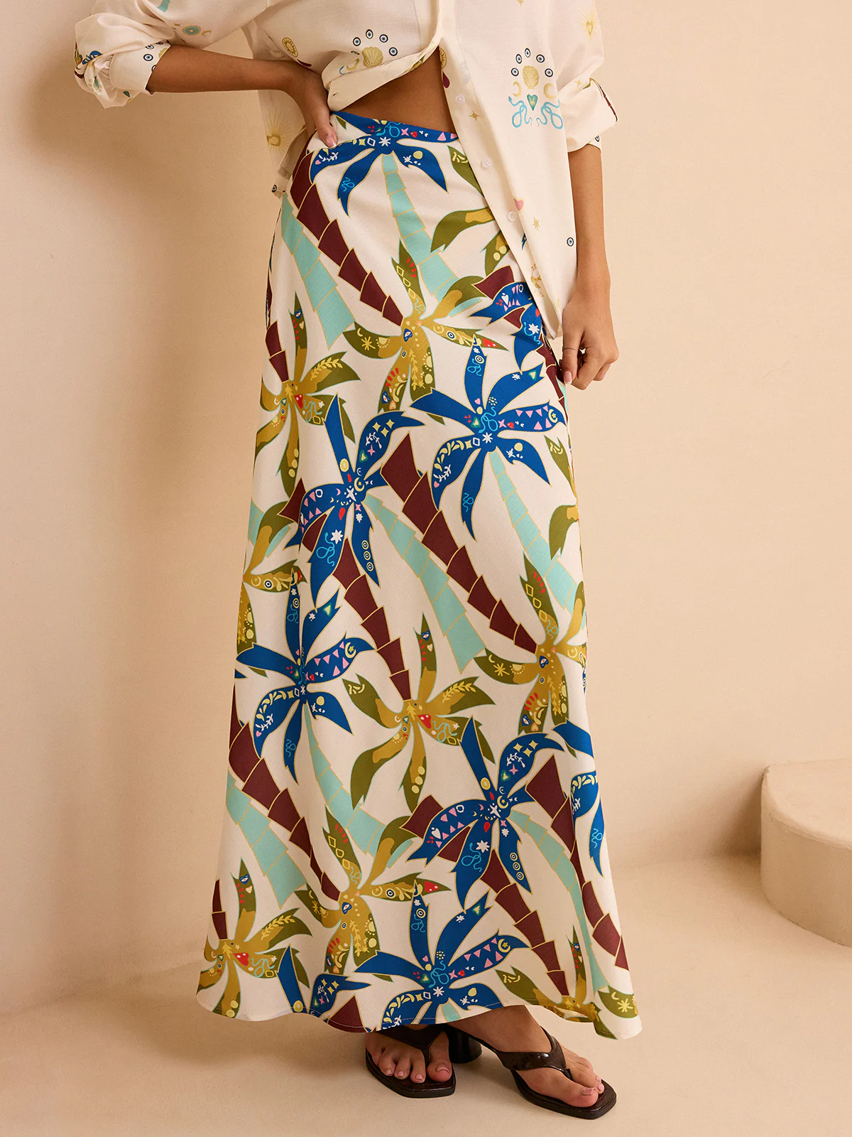 Tropical Print Maxi Skirt - Image 2
