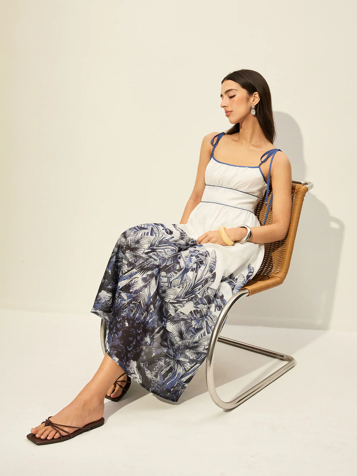 Tropical Print Tie-Strap Dress - Image 4