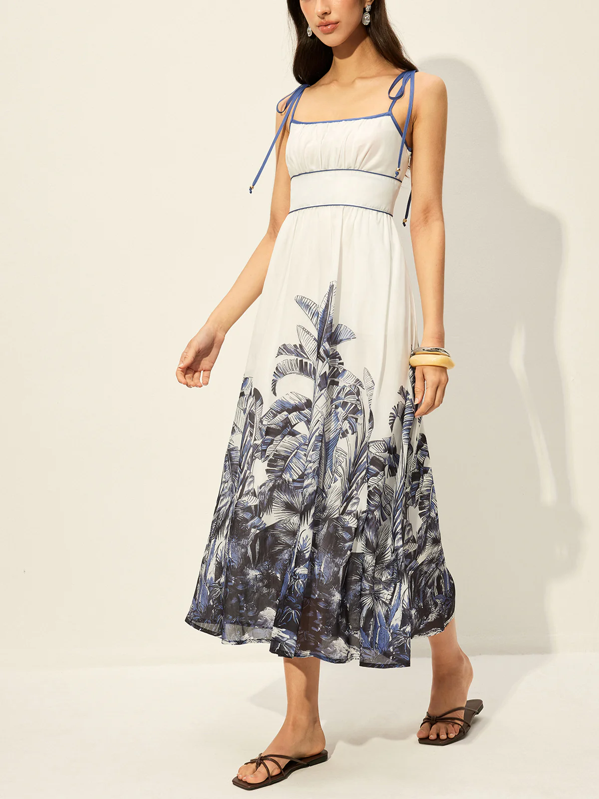Tropical Print Tie-Strap Dress - Image 5