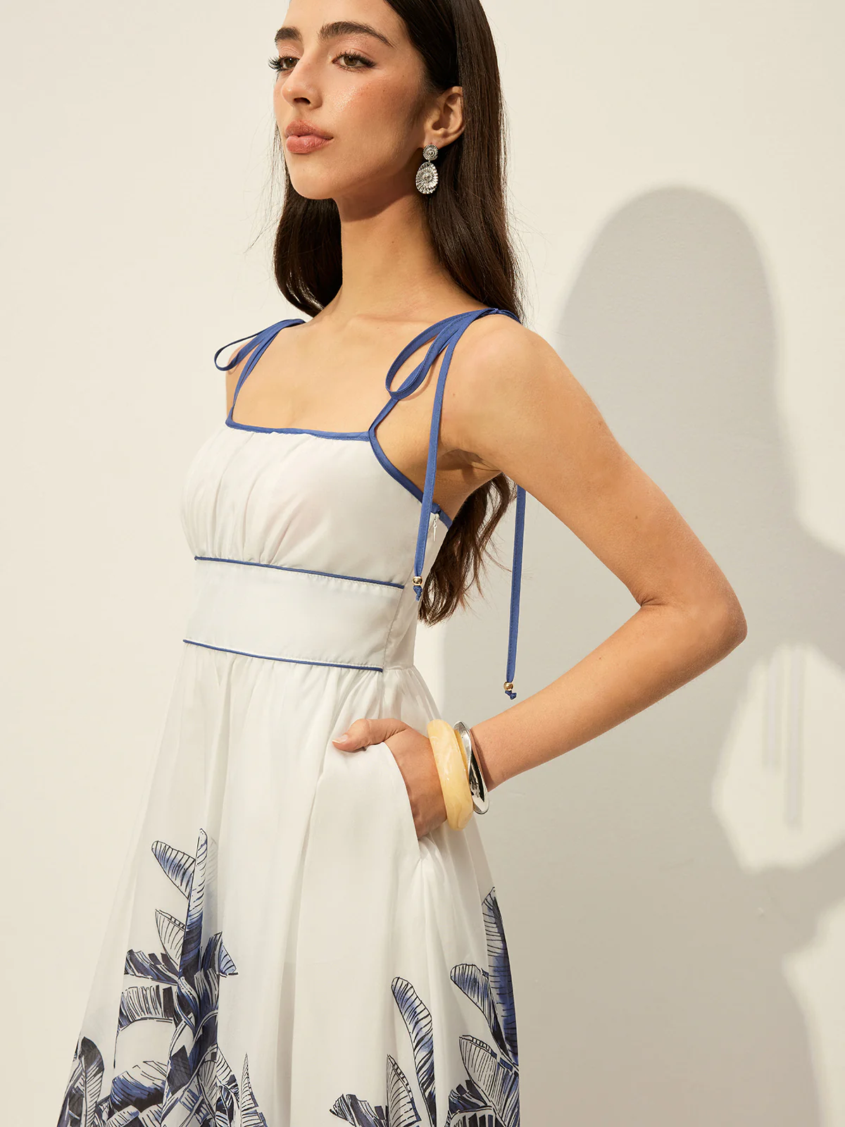 Tropical Print Tie-Strap Dress - Image 6