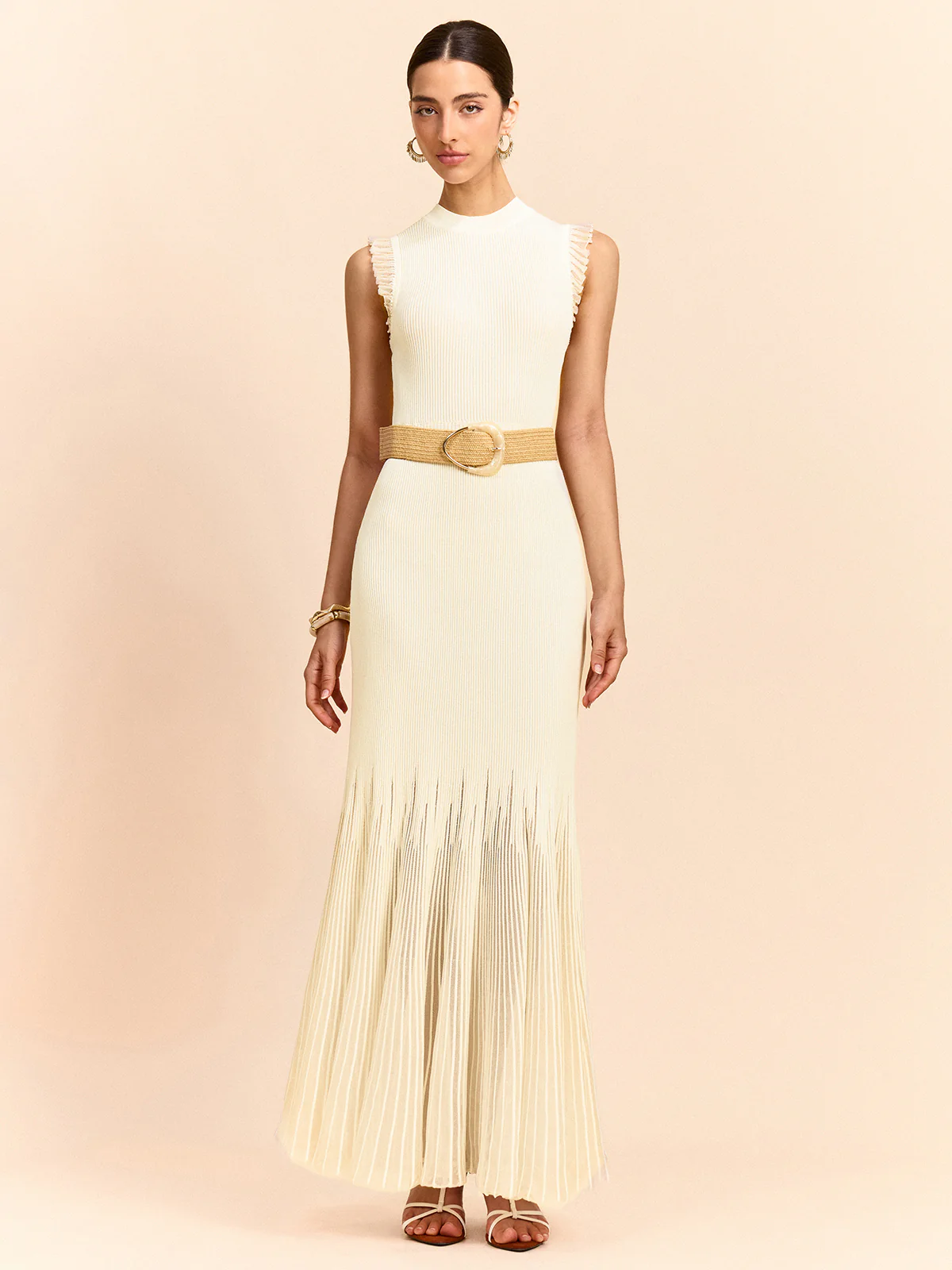Tulle-Paneled Ruffled Knit Maxi Dress - Image 2