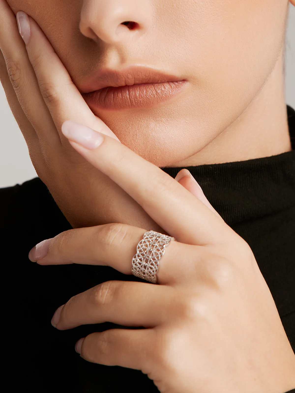 Tunnel Metal Lace Open Ring - Image 3