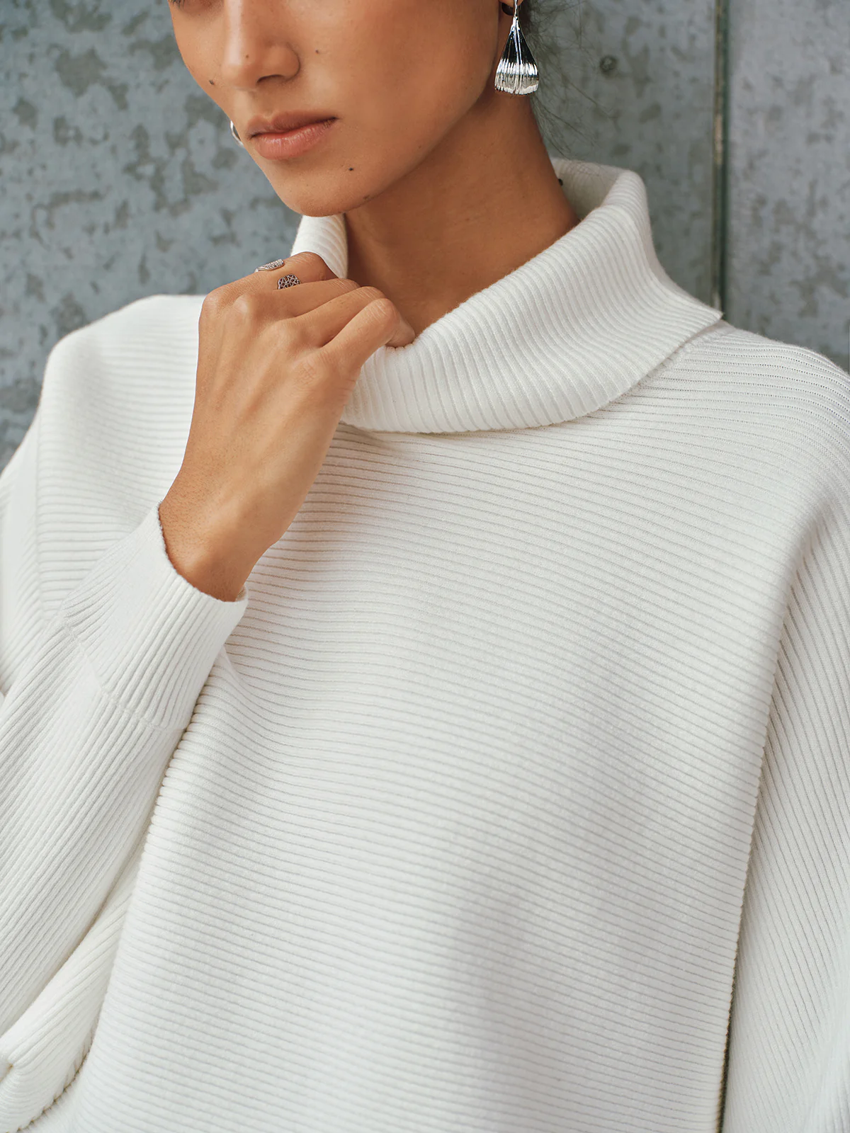 Turtleneck Batwing-Sleeve Sweater - Image 3
