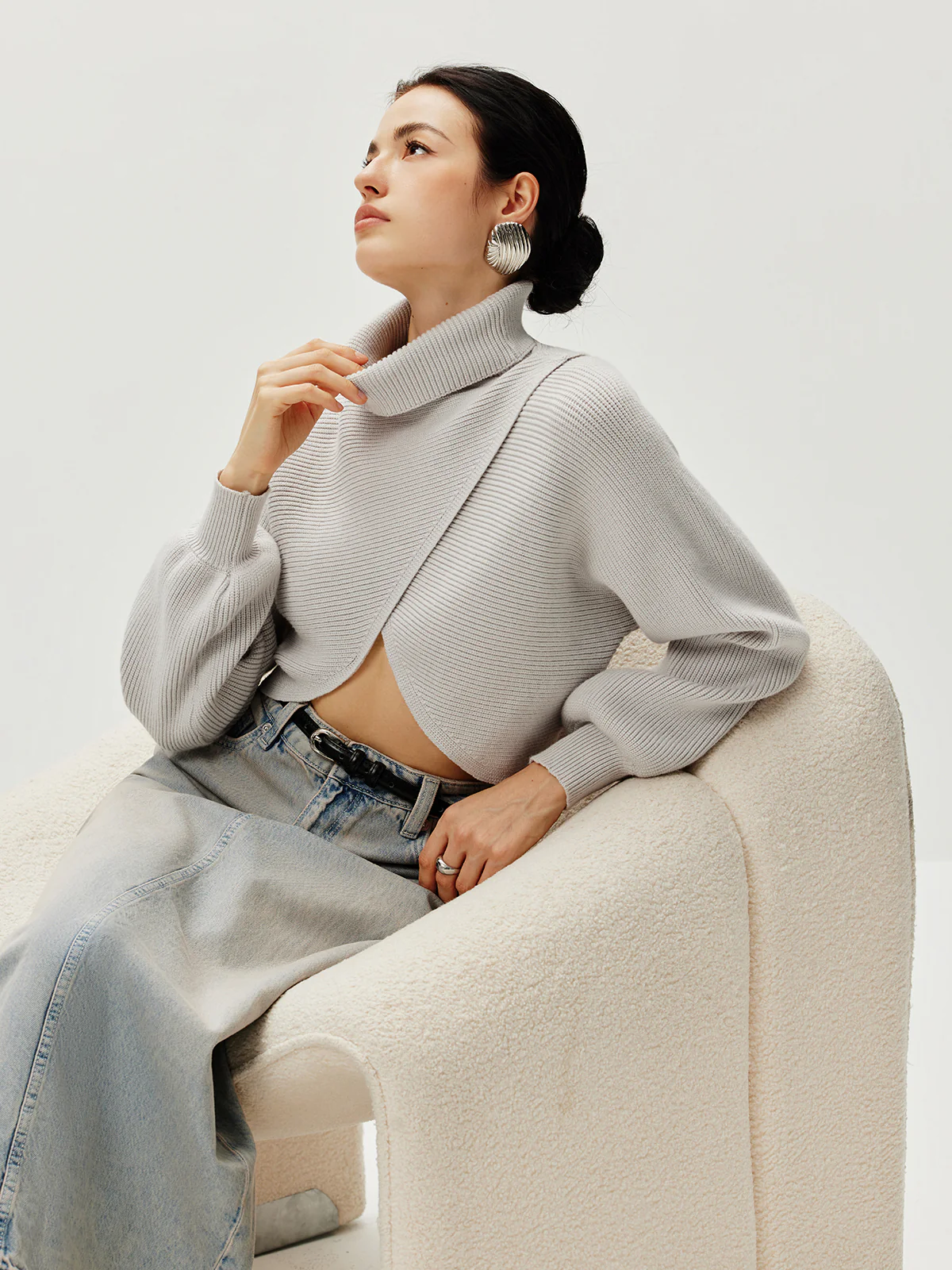 Turtleneck Batwing Sleeve Sweater - Image 4