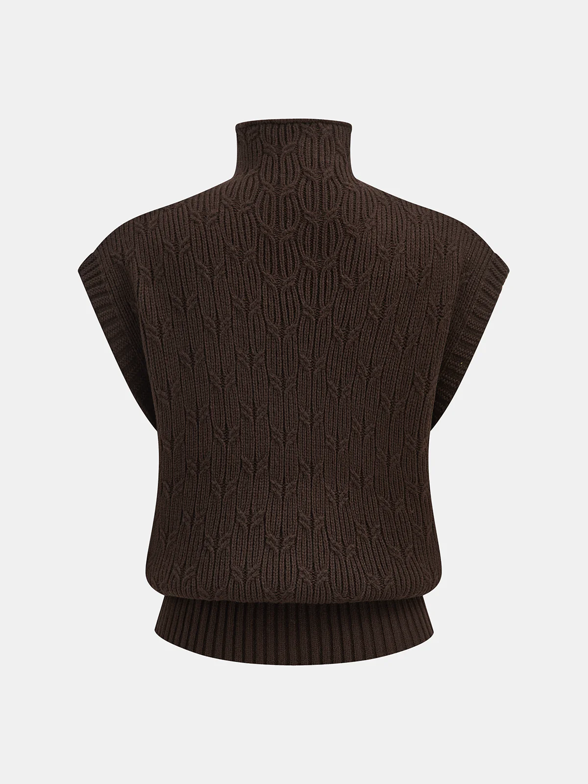Turtleneck Cable Knit Sleeveless Vest - Image 2