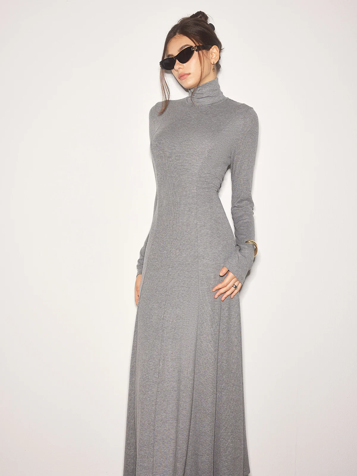 Turtleneck Jersey Long Dress - Image 3
