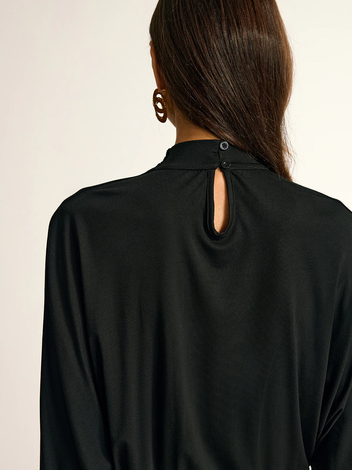 Turtleneck Long Sleeve Drape Ruched Mesh Dress - Image 6