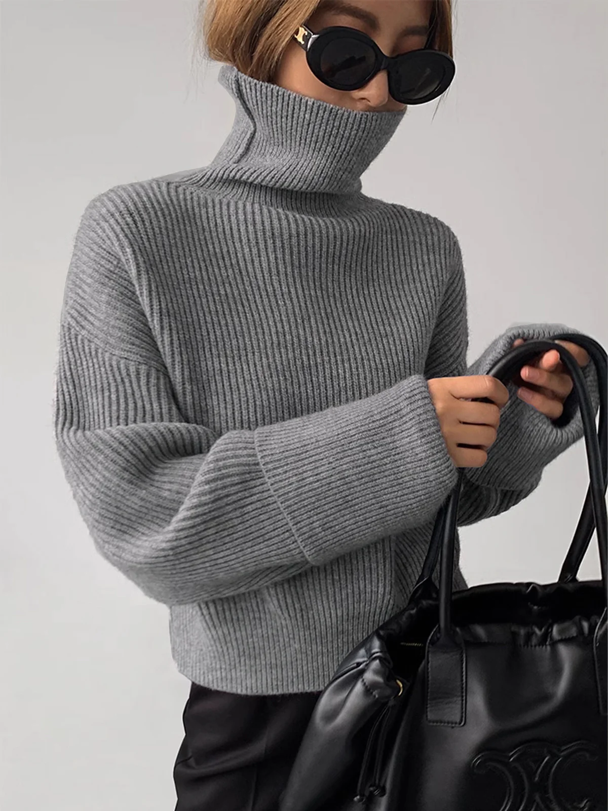 Turtleneck Ribbed Warm Sweater - Image 2