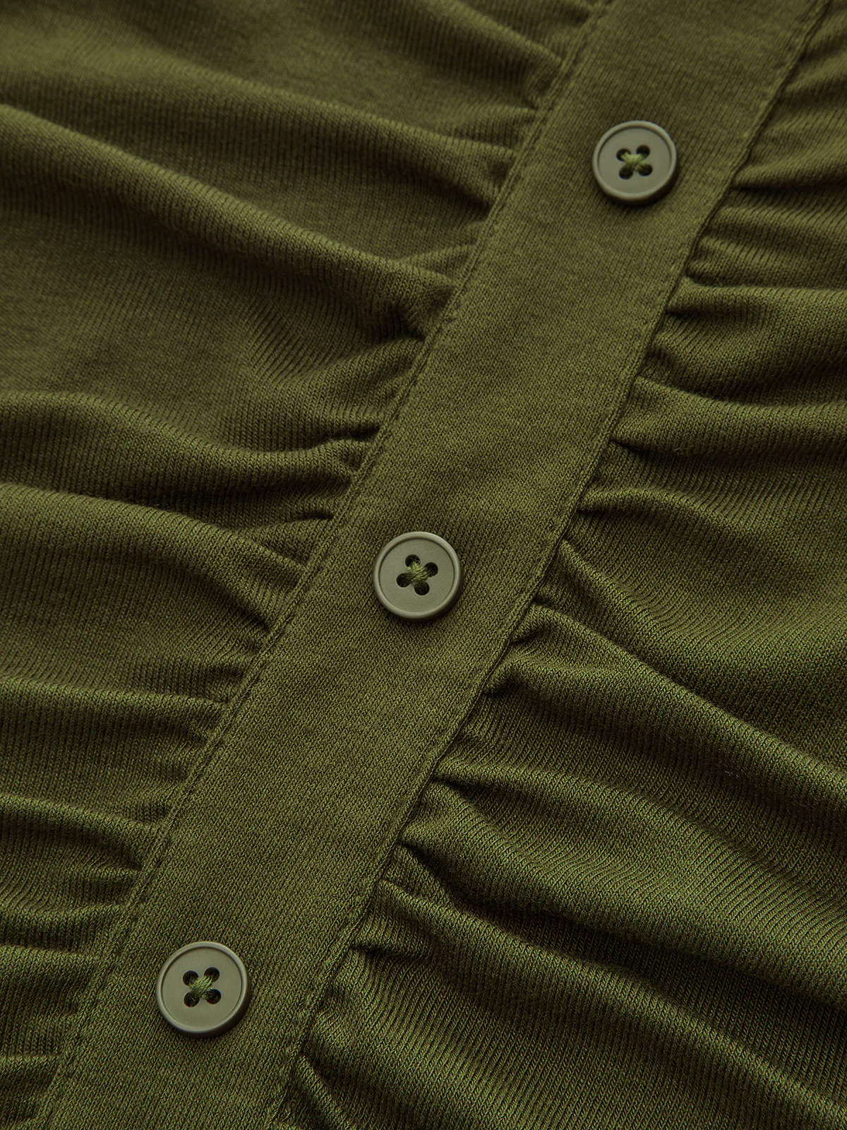 Turtleneck Ruched Decor Button Knit Top - Image 4