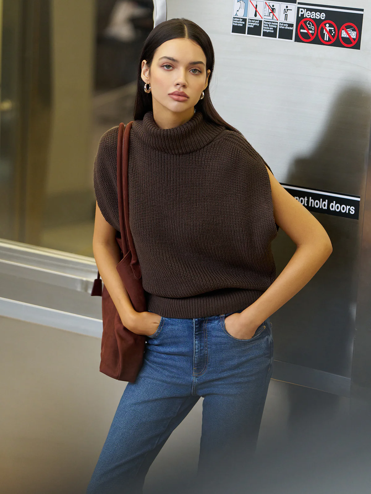 Turtleneck Shrug Sweater Vest - Image 3