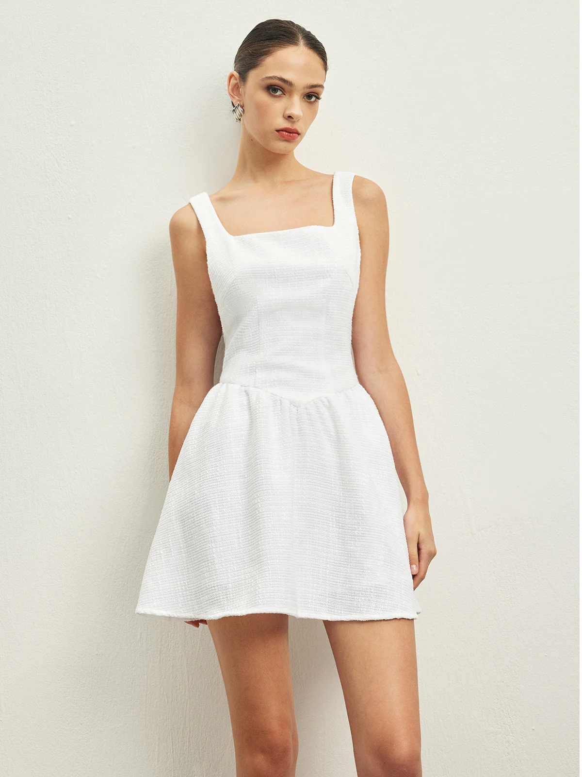 Tweed Backless Bow Short Dress - Image 2