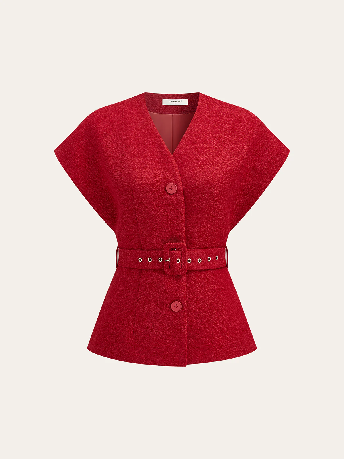 Tweed Belted Cap Sleeve Vest