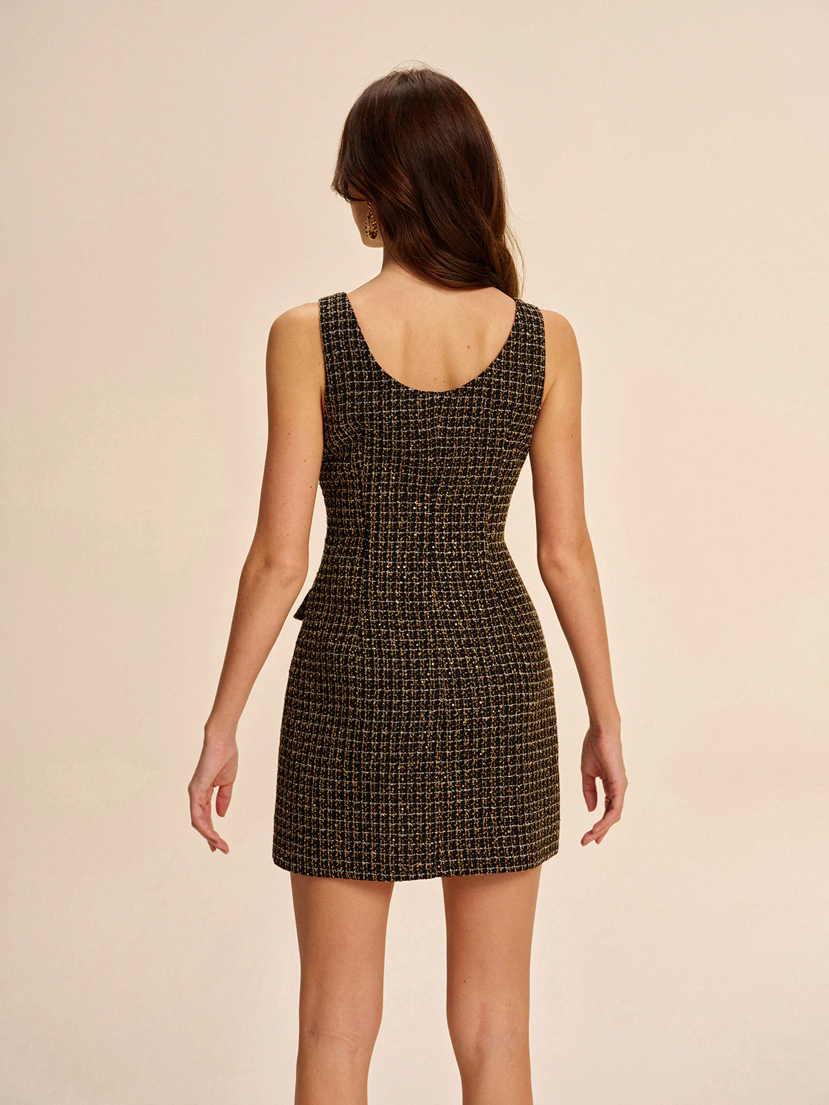 Tweed Buttoned Sleeveless Dress - Image 7