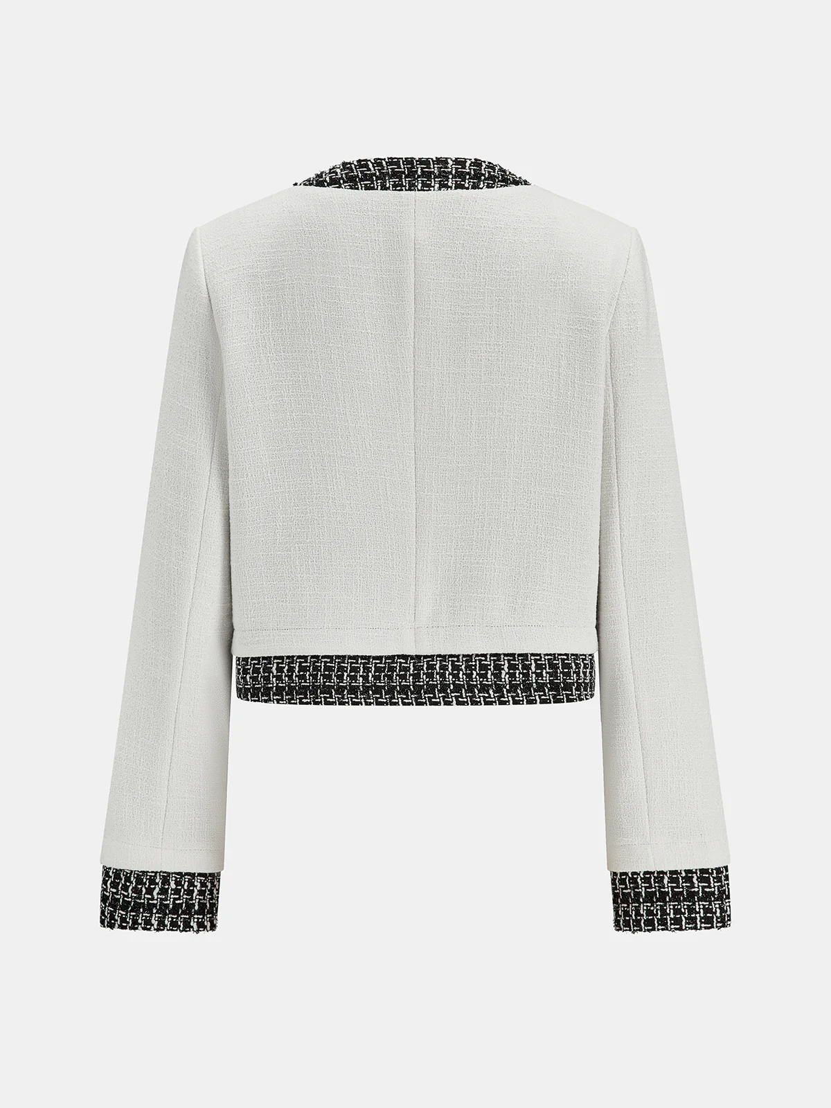Tweed Contrast Trim Cropped Jacket - Image 2