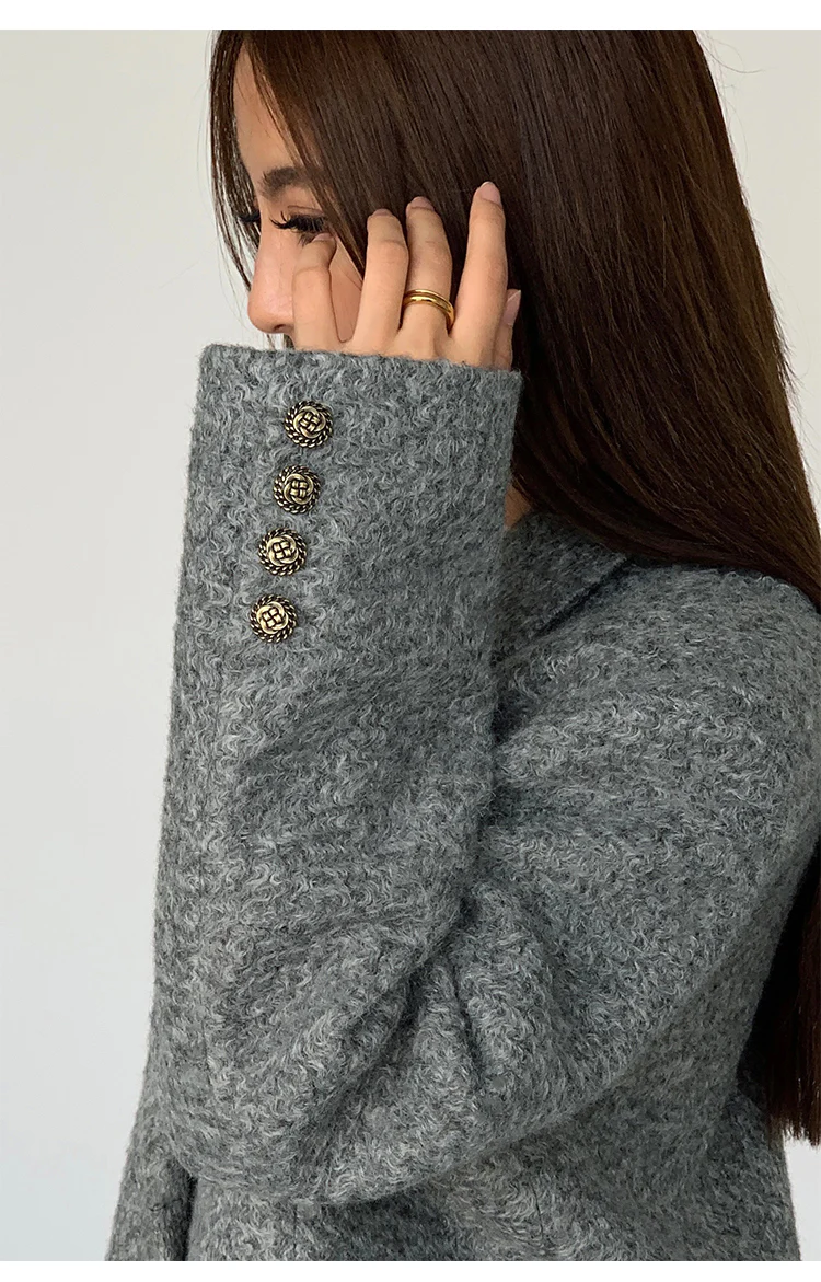 Tweed Long Blazer Without Belt - Image 3