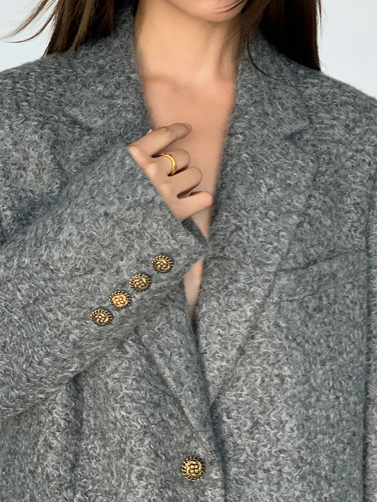 Tweed Long Blazer Without Belt - Image 5
