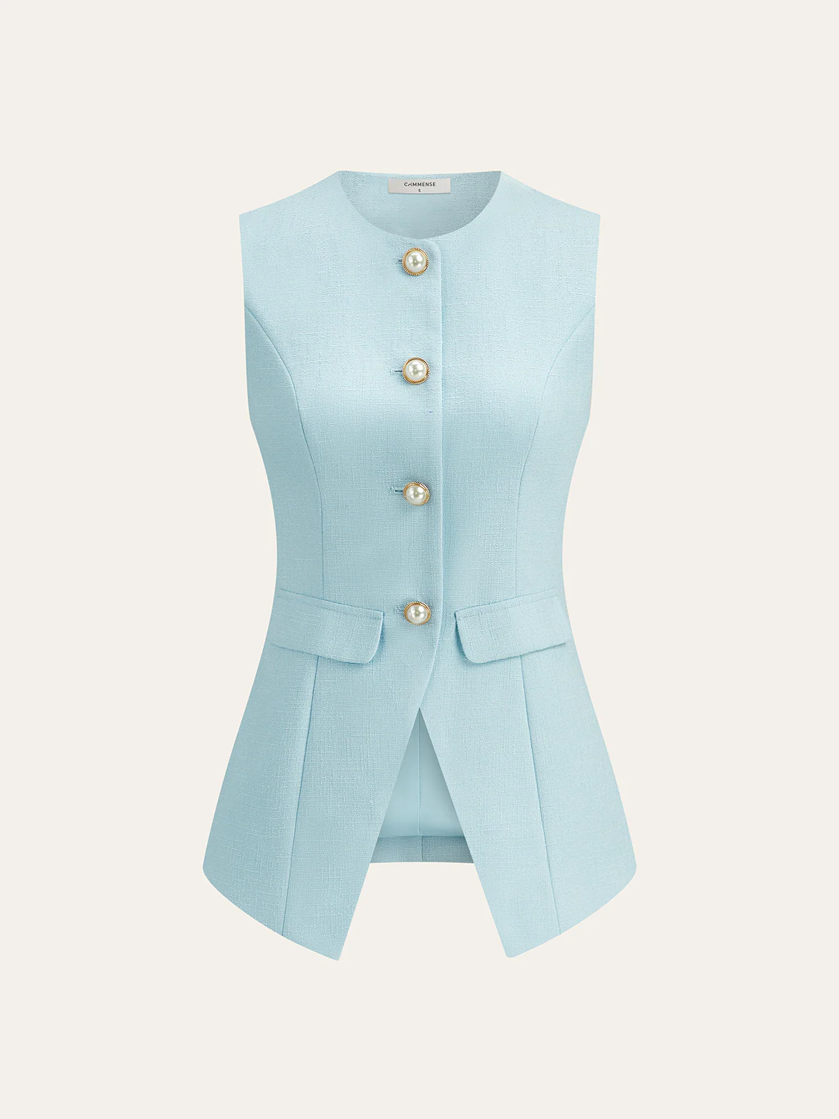 Tweed Pearl Blazer Vest and Mini Skirt Set - Image 2