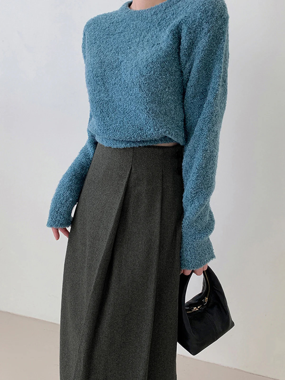 Tweed Pleated Button Midi Skirt - Image 5