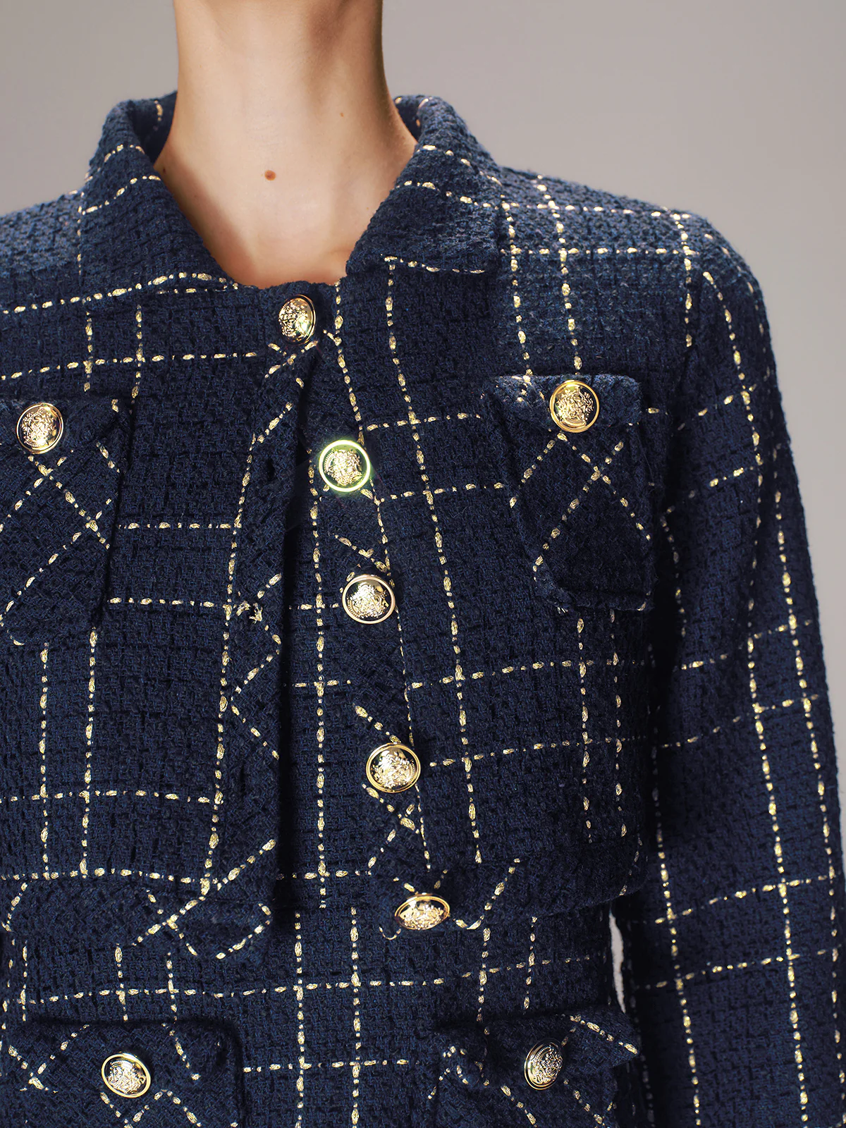 Tweed Short Jacket and Mini Dress Set - Image 4