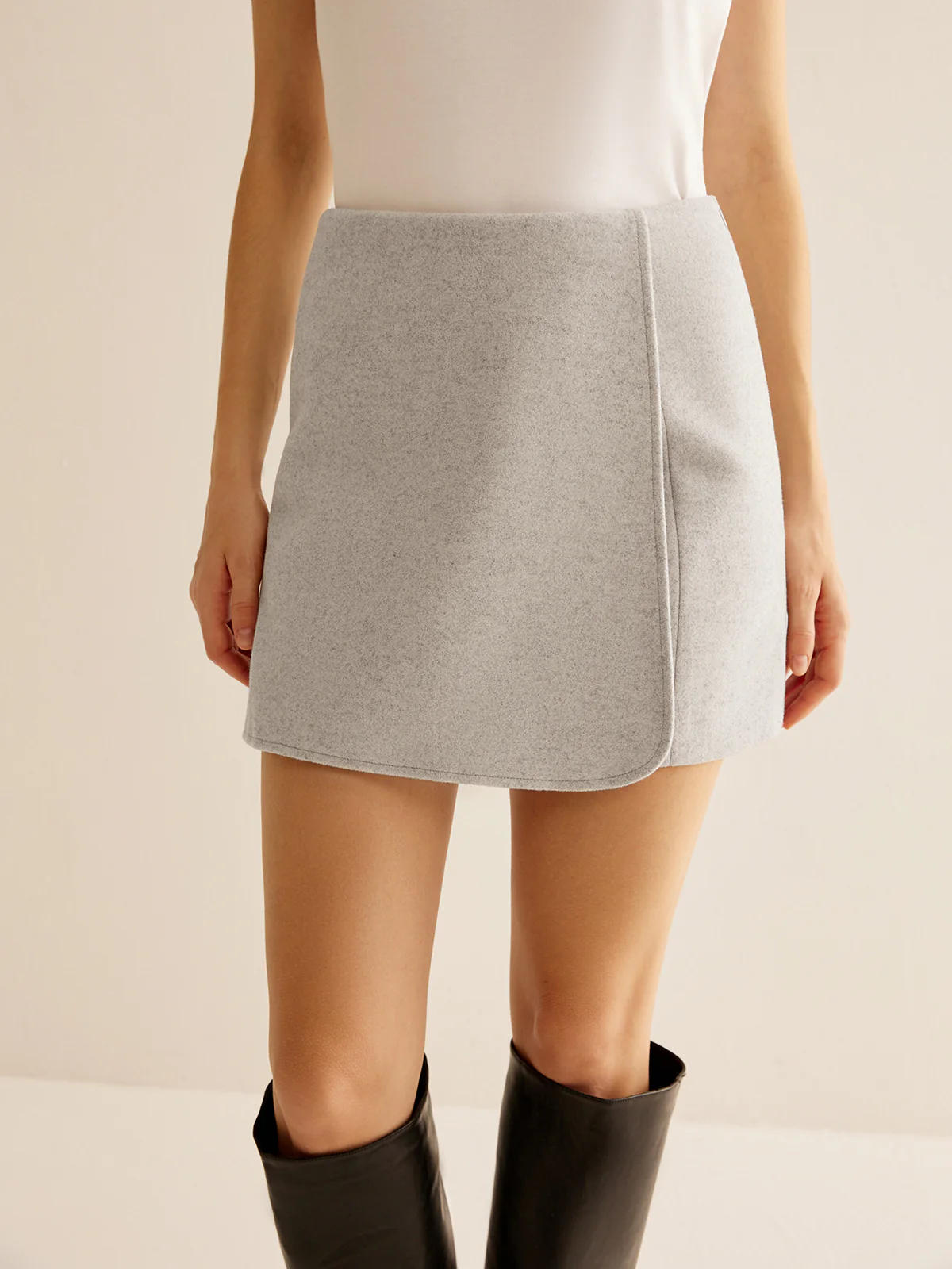 Tweed Side-Zipper Mini Skirt - Image 2