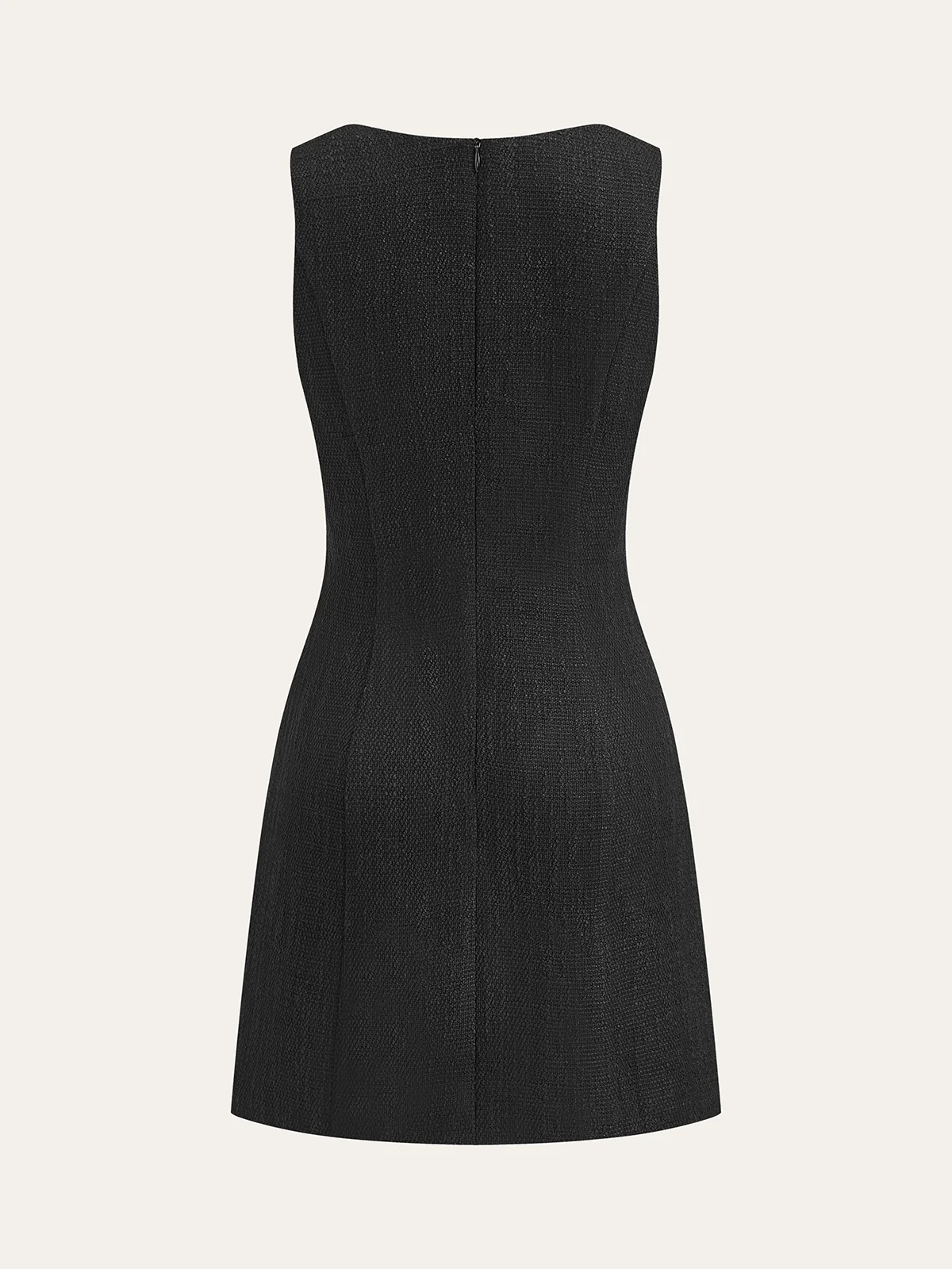 Tweed Sleeveless Button Mini Dress - Image 4