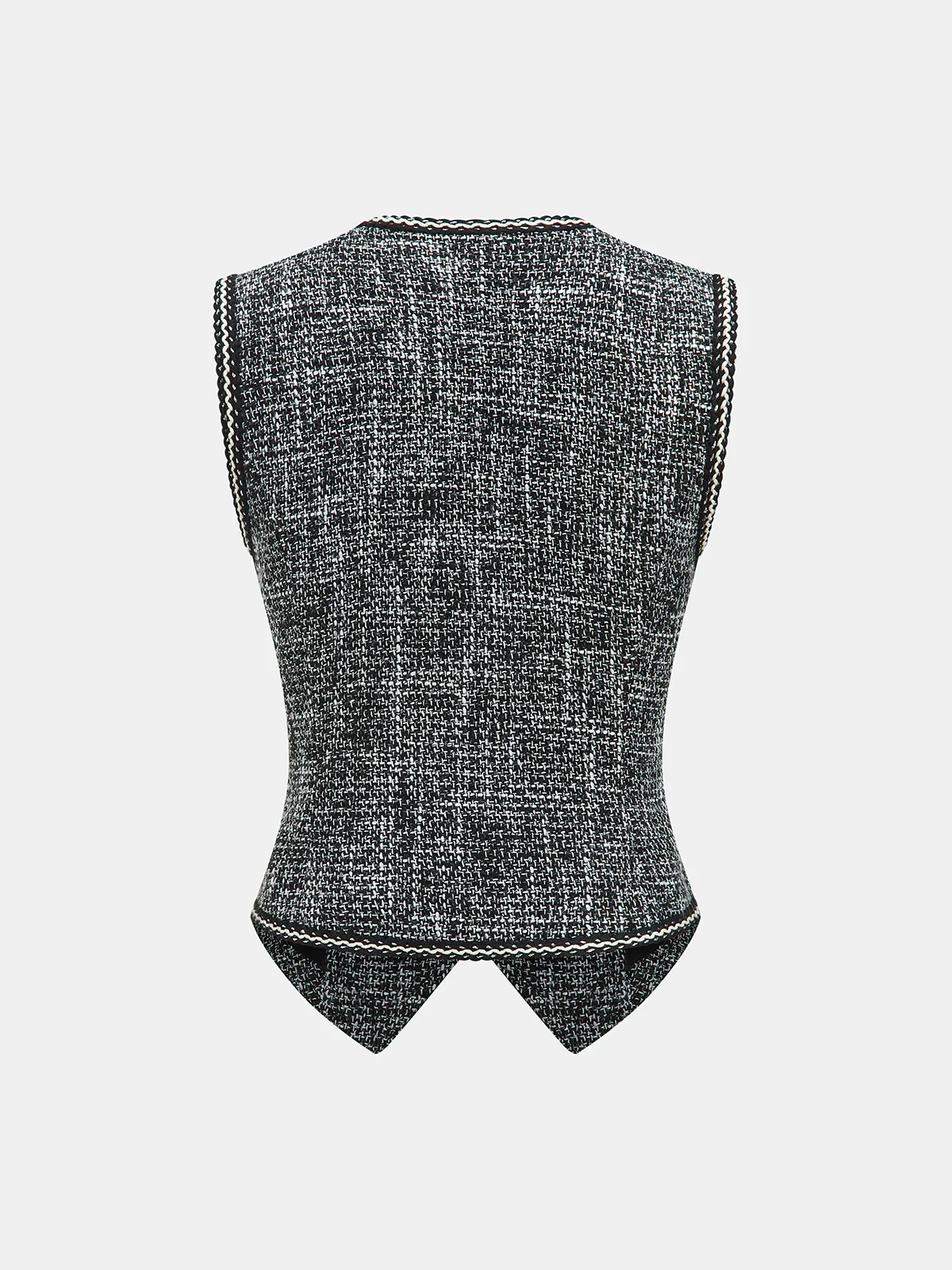 Tweed V-Neck Sleeveless Vest - Image 2