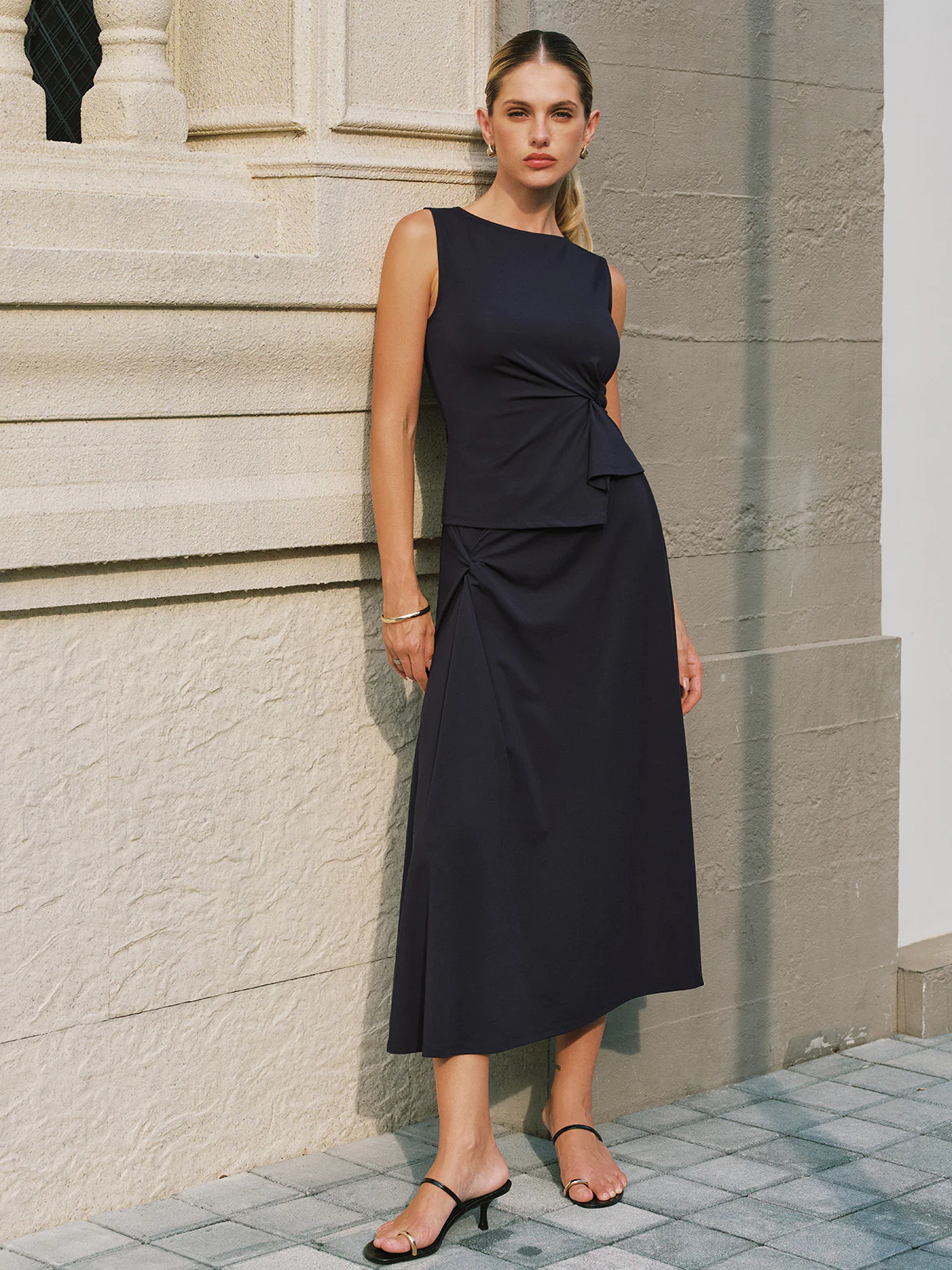 Twist Detail Sleeveless Top & Maxi Skirt Set - Image 8
