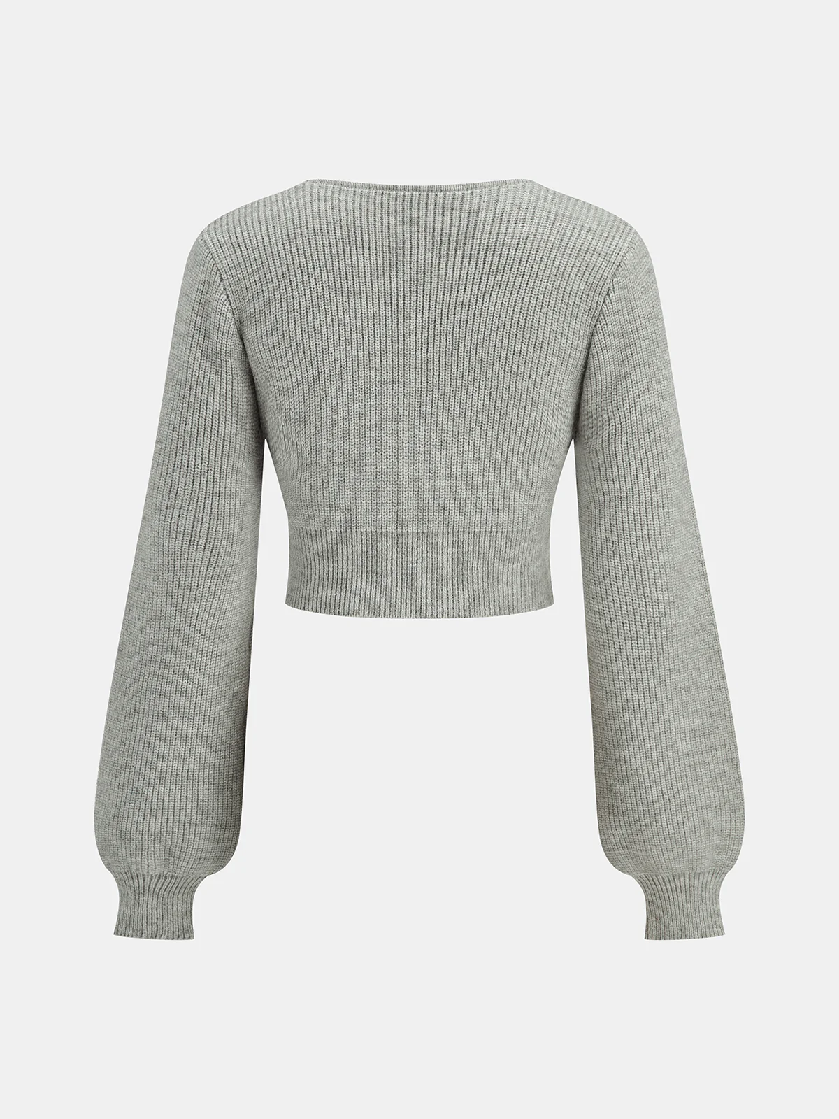Twist Front Long Sleeve Cropped Knit Top - Image 2
