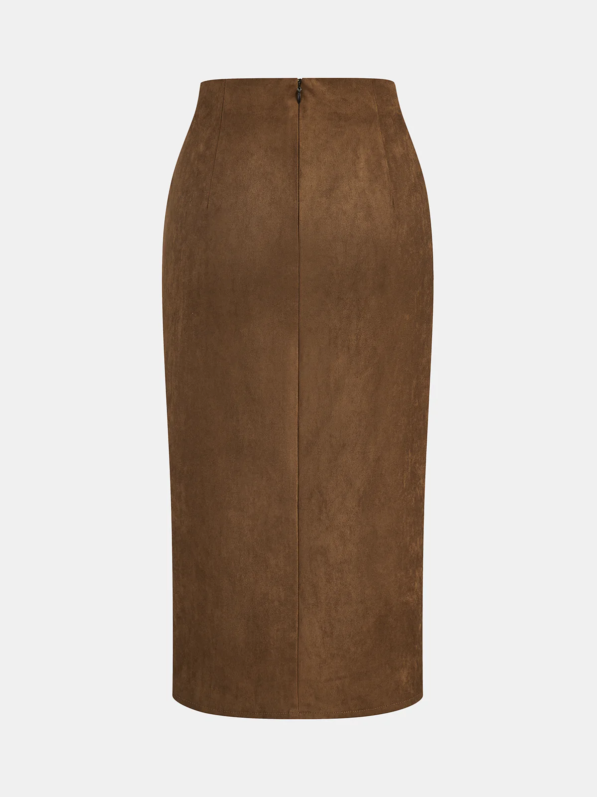 Twist-Front Slit Suede Skirt - Image 9