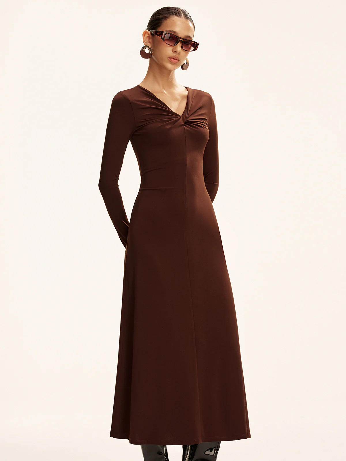 Twist Long Sleeve Maxi Dress - Image 4