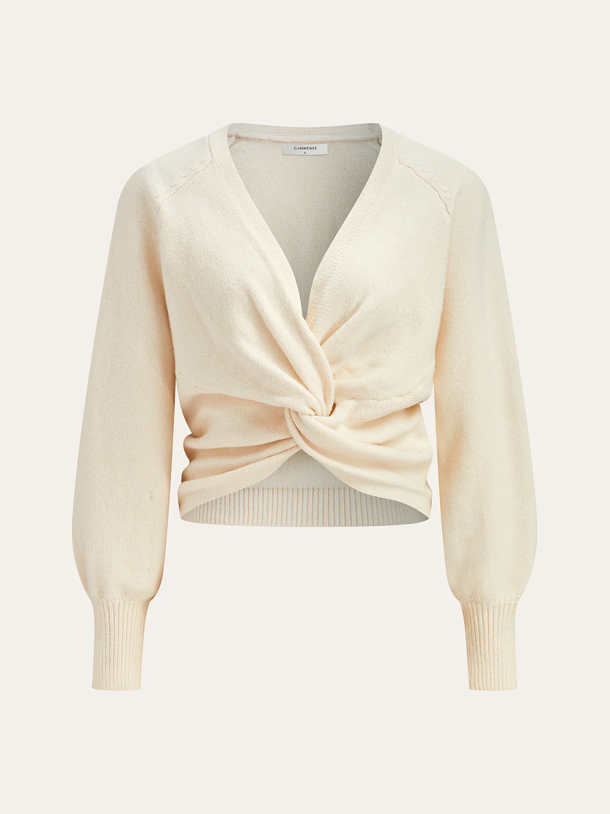 Twist V-Neck Leg-Of Mutton Sleeve Sweater - Image 2