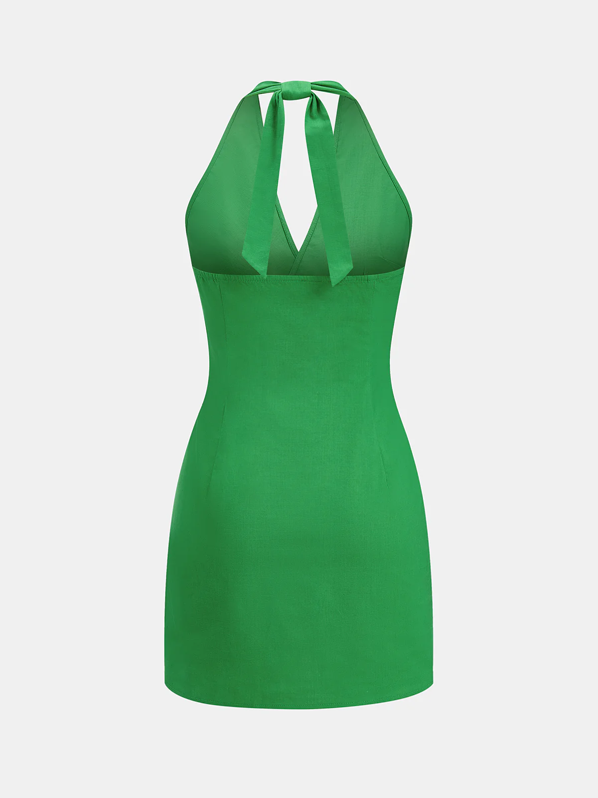 Twisted Halter Cotton Linen Mini Dress - Image 2