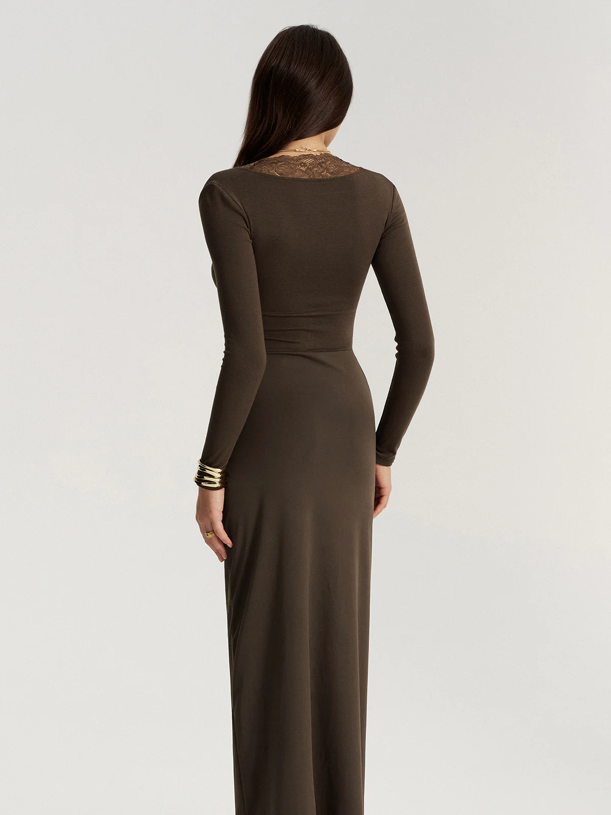 Twisted Lace V-Neck Ruched Maxi Dress - Image 6