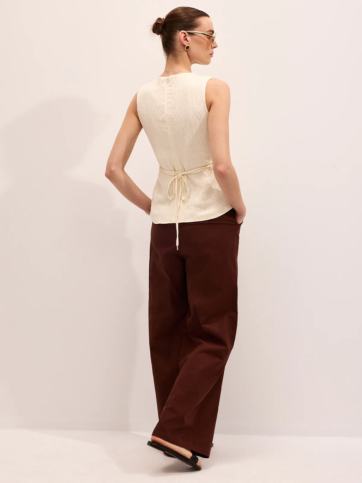Twisted Sleeveless V-Neck Blouse - Image 6