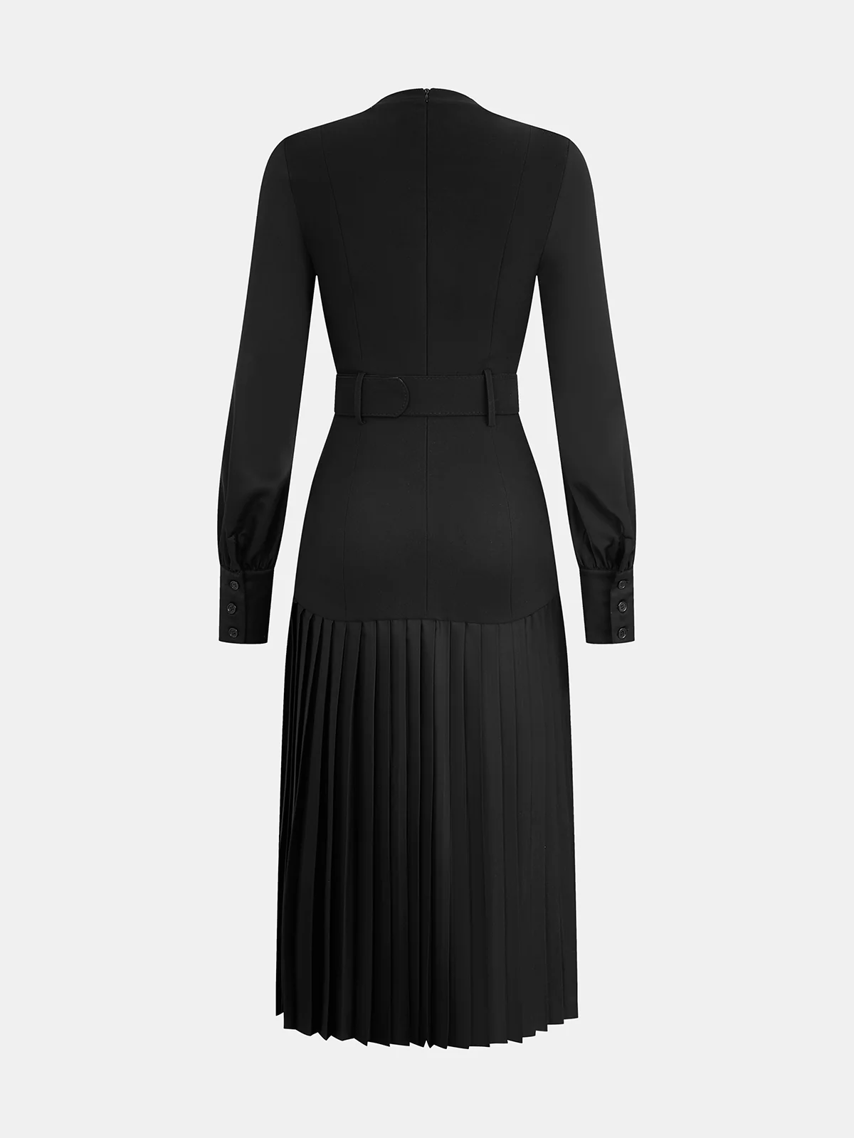 Twisted V-Neck Belted Pleated Midi Dress - Image 2